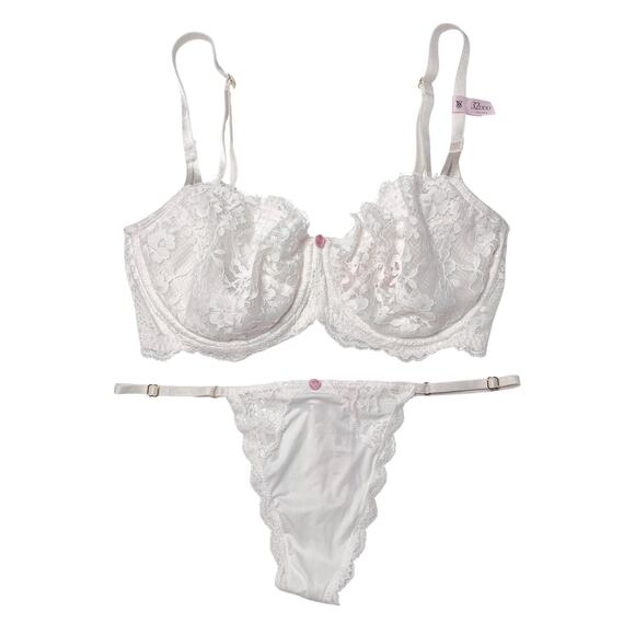 Victoria's Secret Wicked Unlined Lace Balconette Bra and Panty Set Size 32DDD - Picture 1 of 5